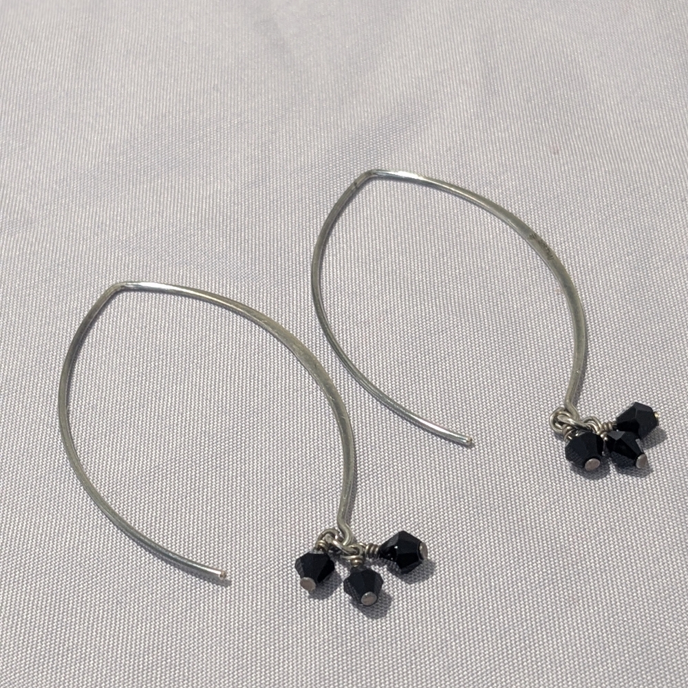 Silpada 925 Black Obsidian "Social Gathering" Wire Earrings - Picture 8 of 13